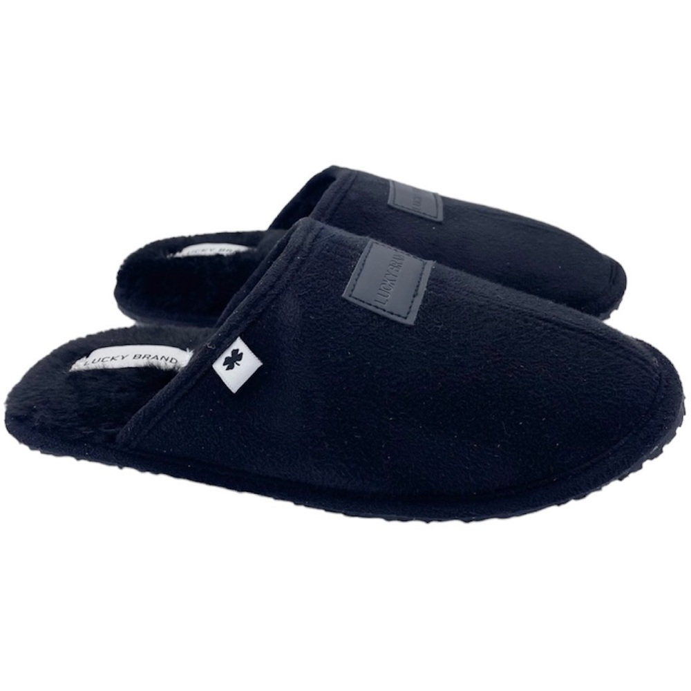 NEW Lucky Brand kids unisex Micro-Suede Scuff Black Slide Slippers Size 13/1